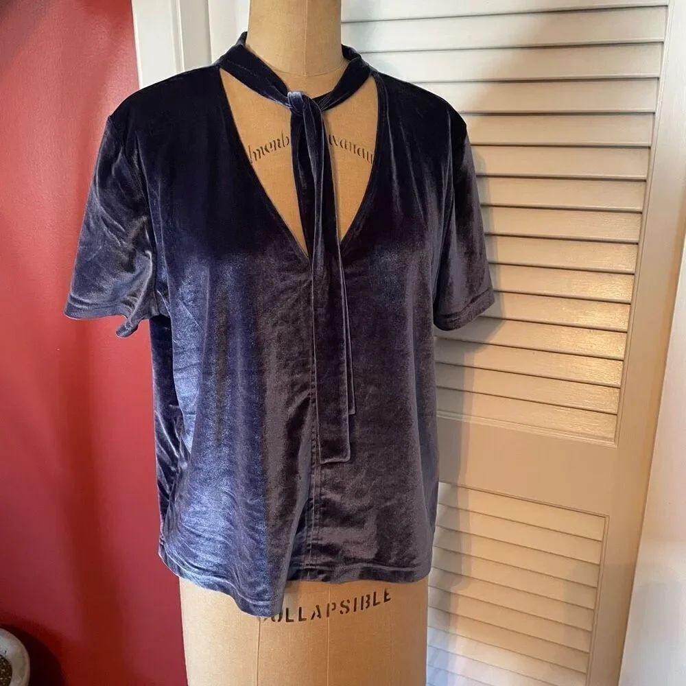MADEWELL | velvet tie neck top in nightfall XL